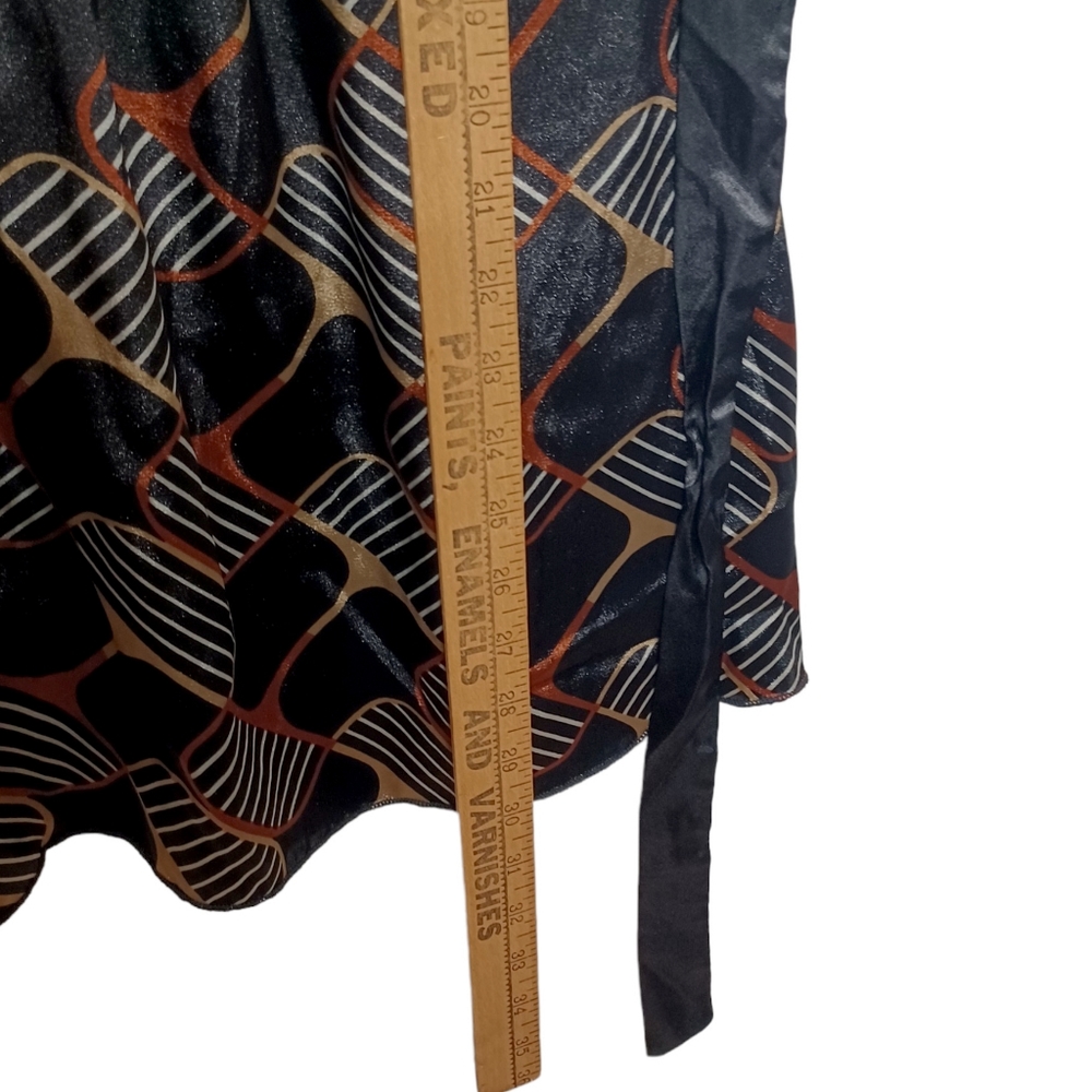 STUDIO 1940 Brown White Stripe Print Black Sleeveless Top Medium - Picture 8 of 8